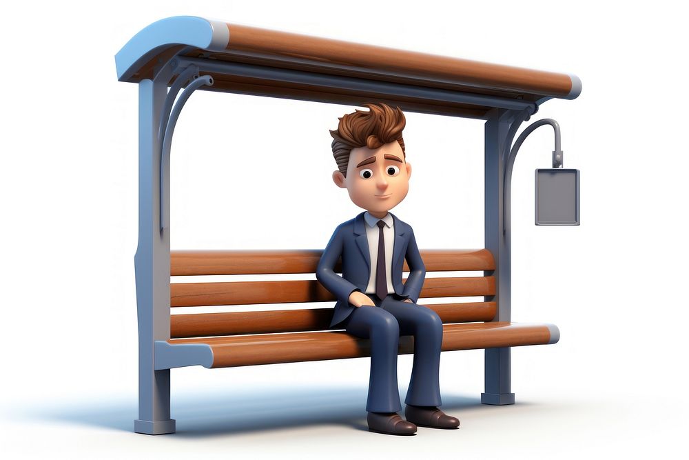 Outdoors sitting cartoon bench. AI generated Image by rawpixel.
