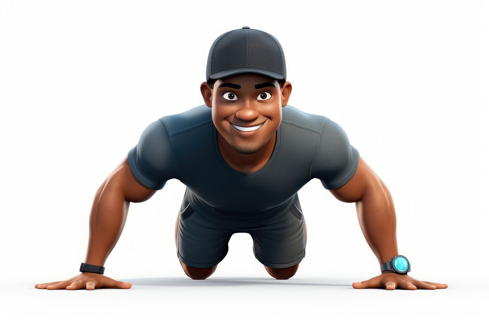 Black man cartoon sports white background. AI generated Image by rawpixel.