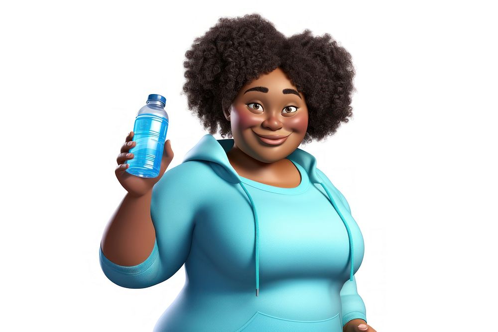 Black chubby woman portrait cartoon bottle. AI generated Image by rawpixel.