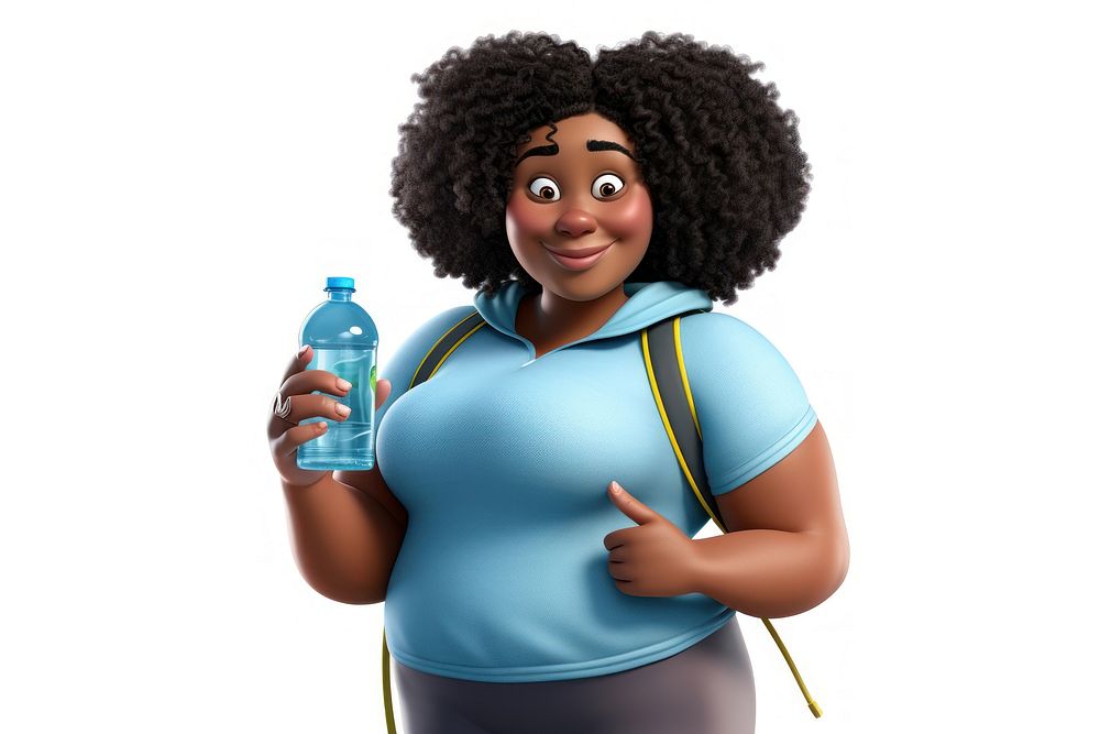 Black chubby woman cartoon bottle adult. AI generated Image by rawpixel.