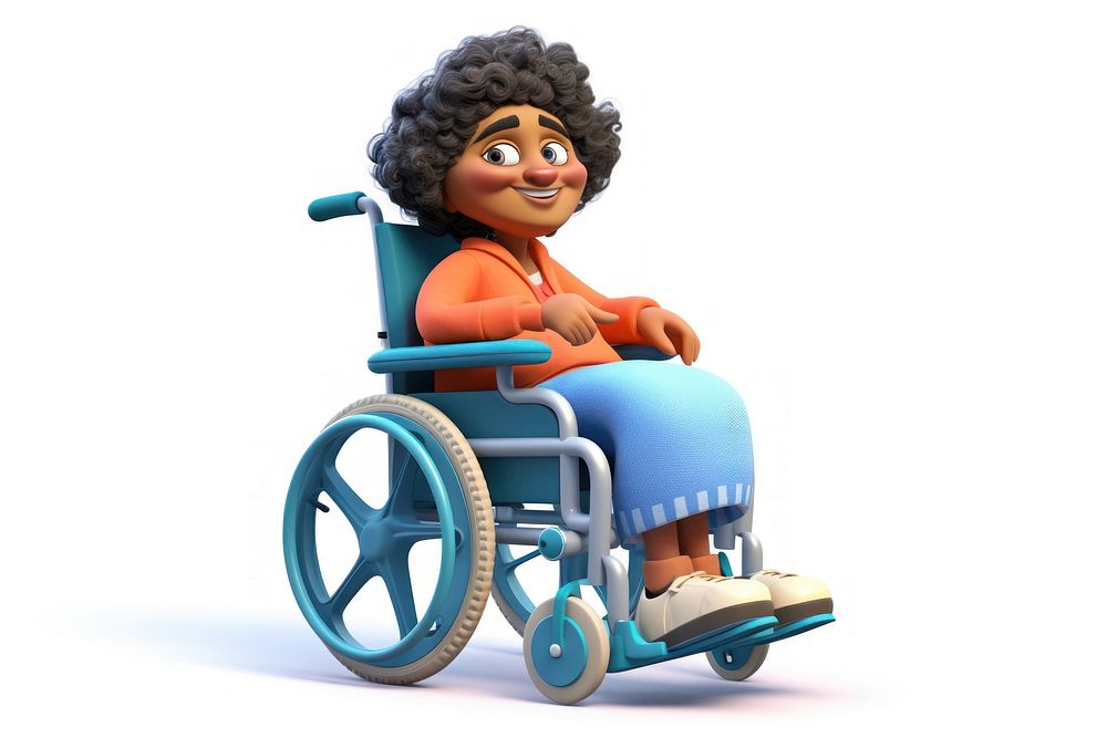 Senoir woman wheelchair cartoon white background. AI generated Image by rawpixel.