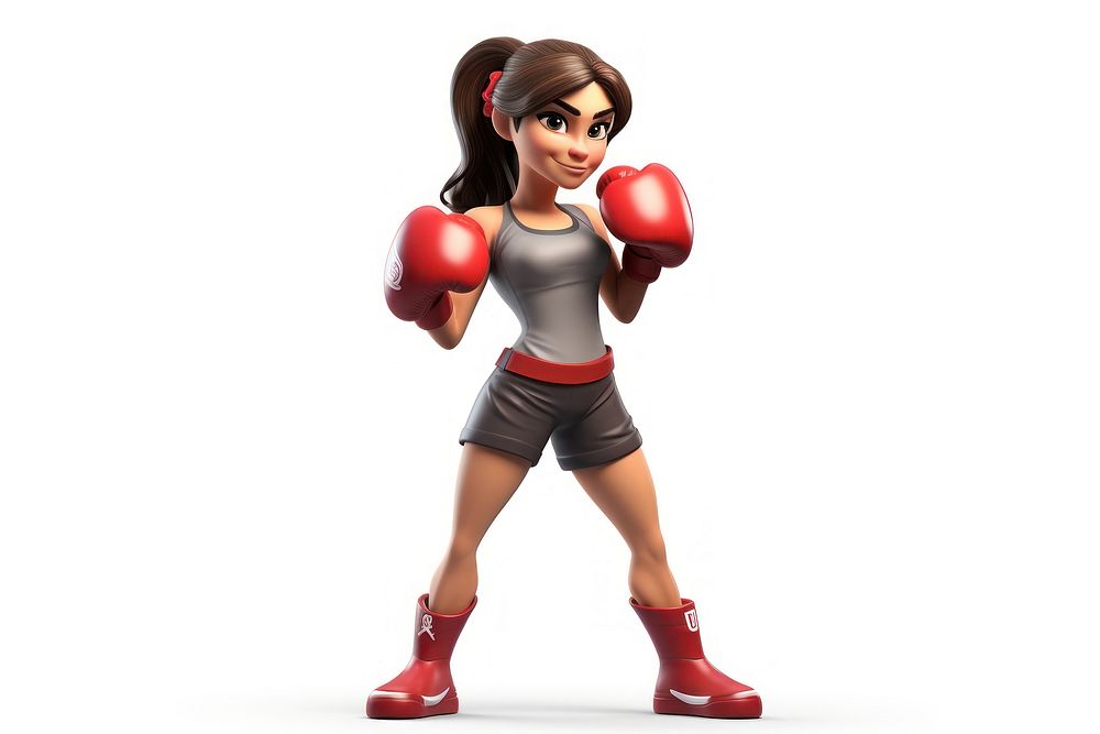 Woman boxing punching cartoon. AI generated Image by rawpixel.