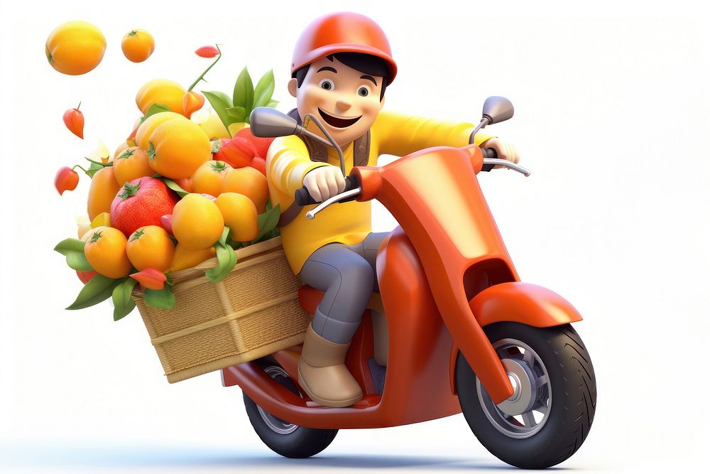 Motorcycle vehicle plant fruit. AI generated Image by rawpixel.