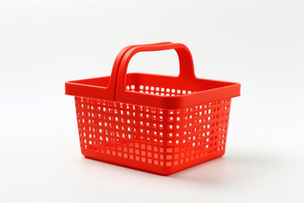 Basket plastic red white background. AI generated Image by rawpixel.