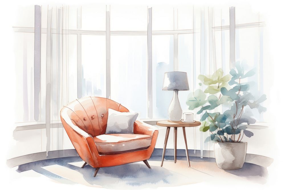 Living room furniture armchair window. AI generated Image by rawpixel.