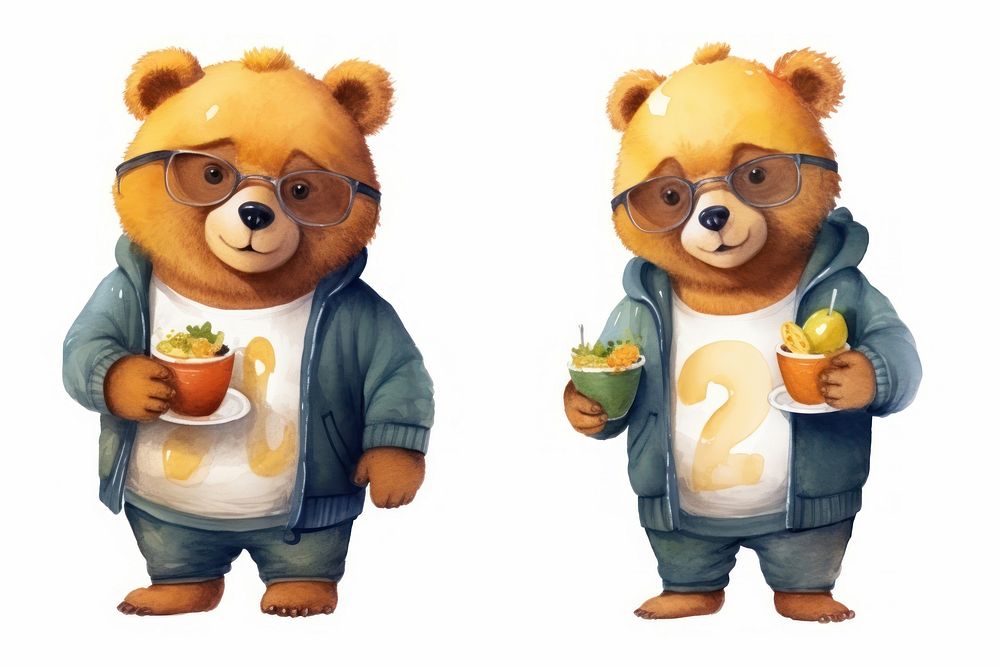 Bear character toy white background anthropomorphic. AI generated Image by rawpixel.