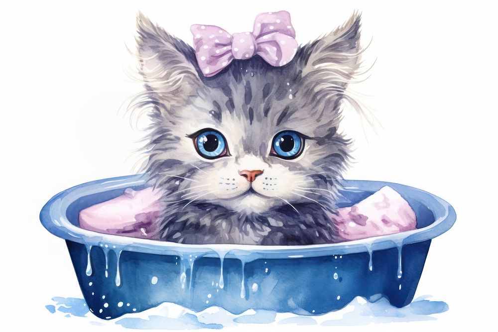 Cat beauty salon character mammal kitten animal. AI generated Image by rawpixel.