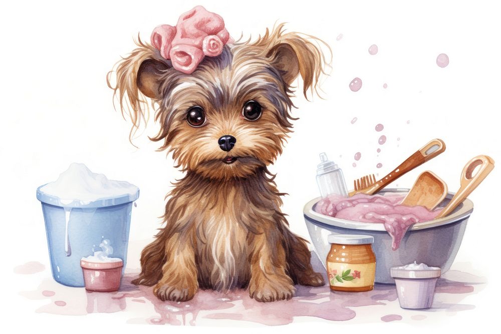 Dog beauty salon character animal terrier mammal. 