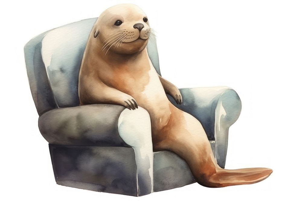 Sea lion wear sweather animal chair furniture. AI generated Image by rawpixel.