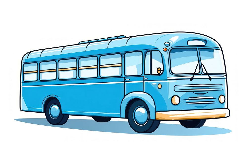 Bus vehicle blue white background. AI generated Image by rawpixel.