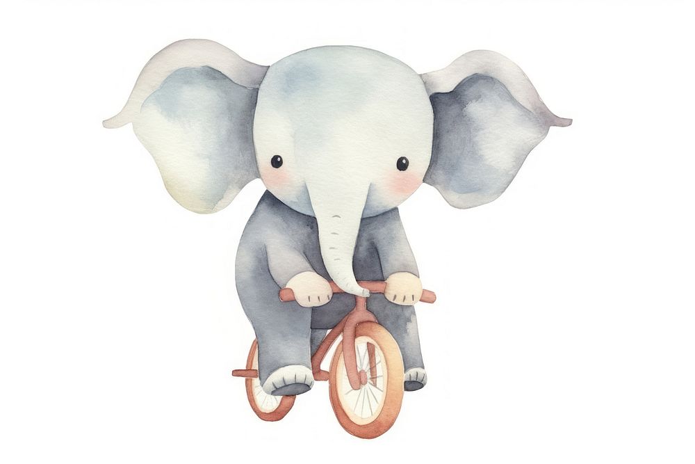 Elephant ride bicycle animal vehicle cartoon. AI generated Image by rawpixel.