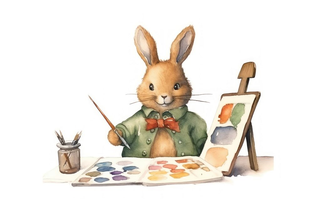 Rabbit painter animal cartoon mammal. 