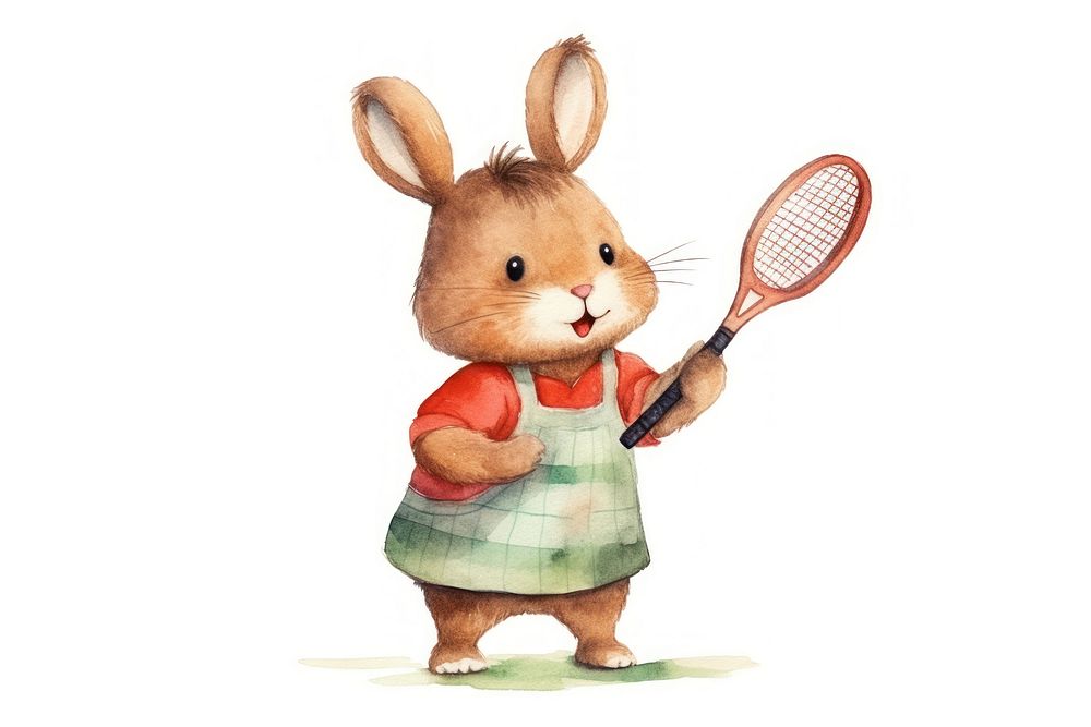 Rabbit tennis cartoon mammal. 