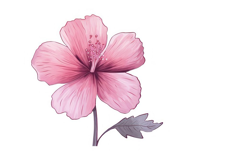 Flower hibiscus blossom drawing. AI generated Image by rawpixel.