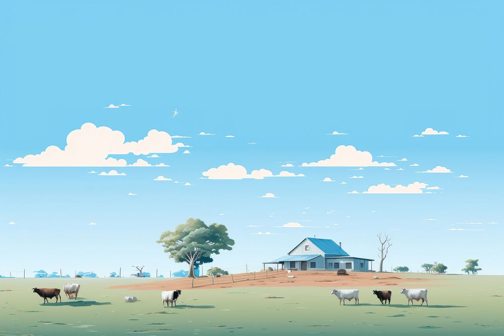 Farm land cow landscape. 