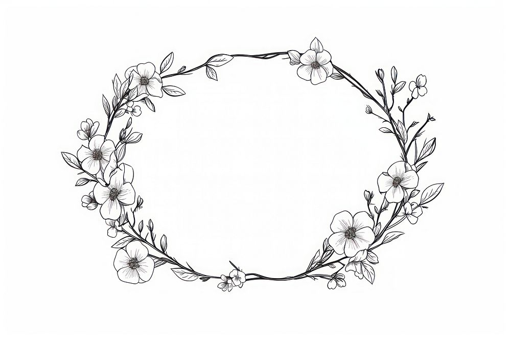 A flower frame sketch pattern drawing. AI generated Image by rawpixel.