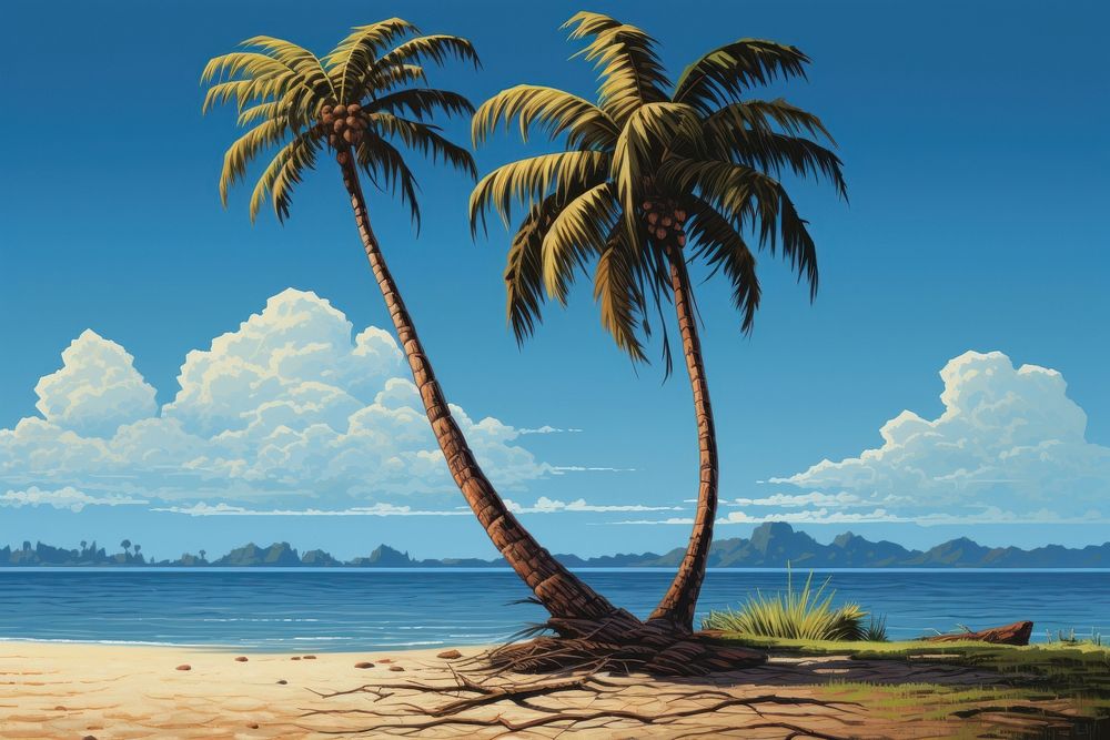 Coconut tree beach landscape outdoors. AI generated Image by rawpixel.