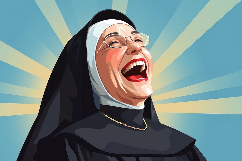Nun laughing female adult. AI generated Image by rawpixel.
