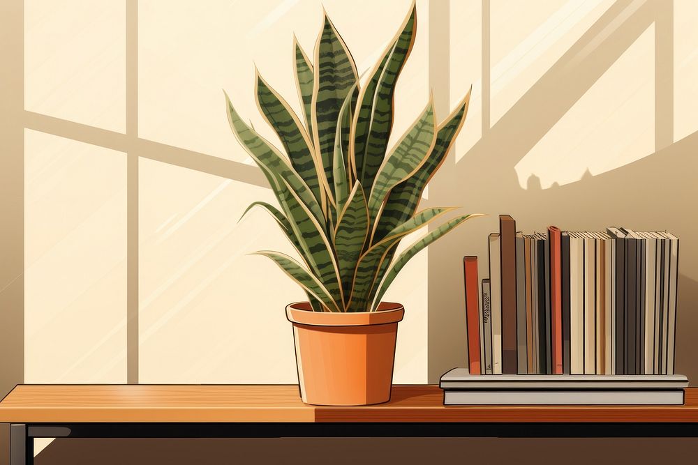 Snake plant windowsill furniture room. AI generated Image by rawpixel.