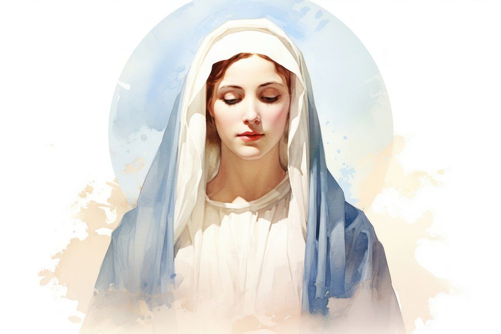 Virgin mary portrait spirituality catholicism. AI generated Image by rawpixel.