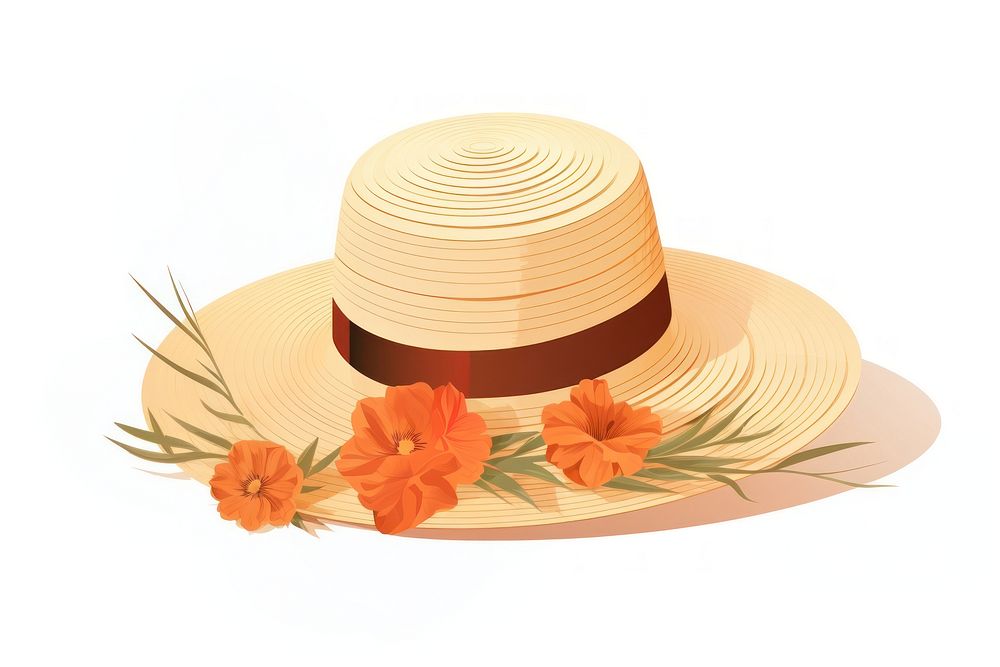 Summer hat white background straw hat. 