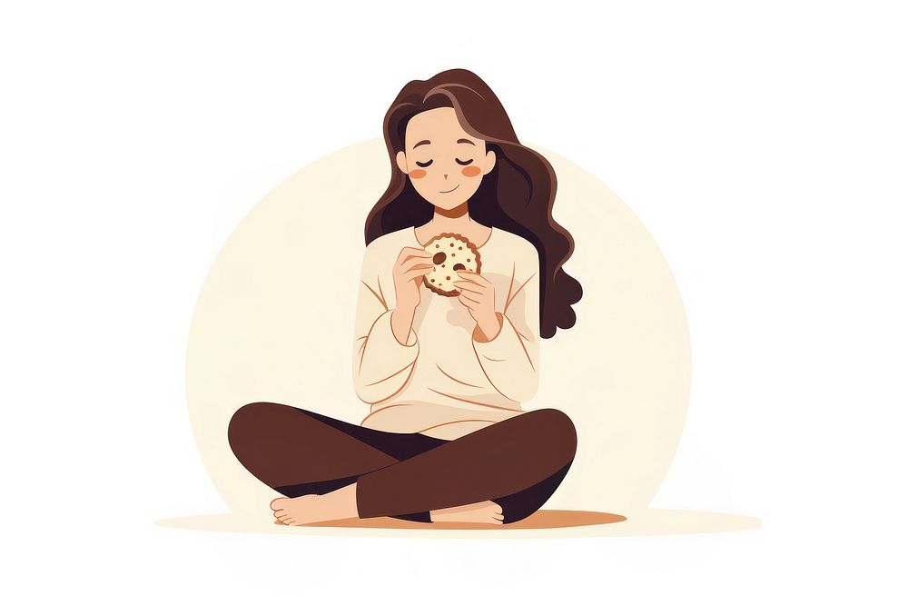 A girl eating cookies portrait sitting adult. AI generated Image by rawpixel.