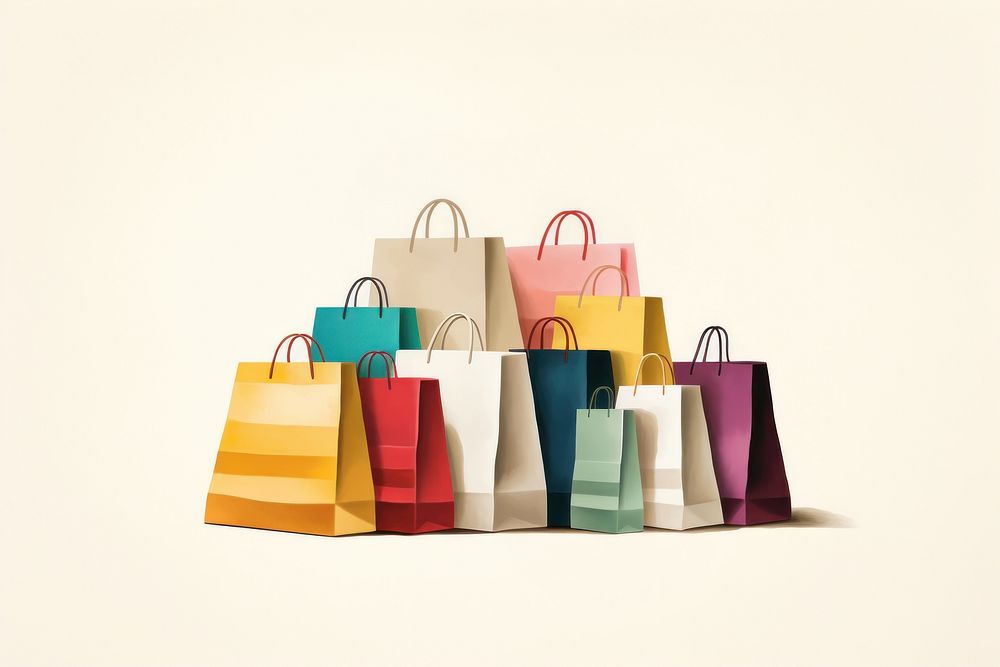 Shopping bags placed together shopping handbag paper. AI generated Image by rawpixel.