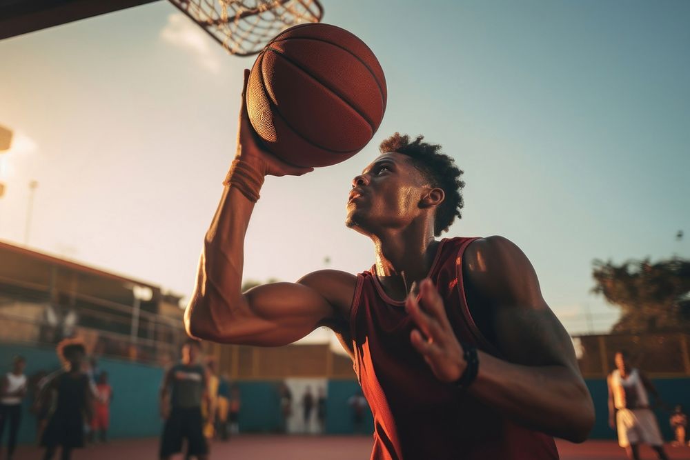 African american men play street basketball sports adult determination. AI generated Image by rawpixel.