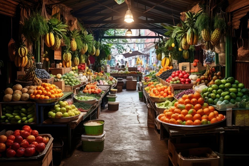 Fruit shop market pineapple banana. AI generated Image by rawpixel.