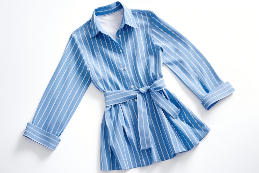 A blue striped shirt dress fashion sleeve blouse. 