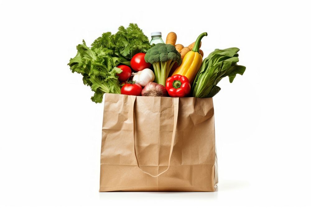 Bag food white background cauliflower. 