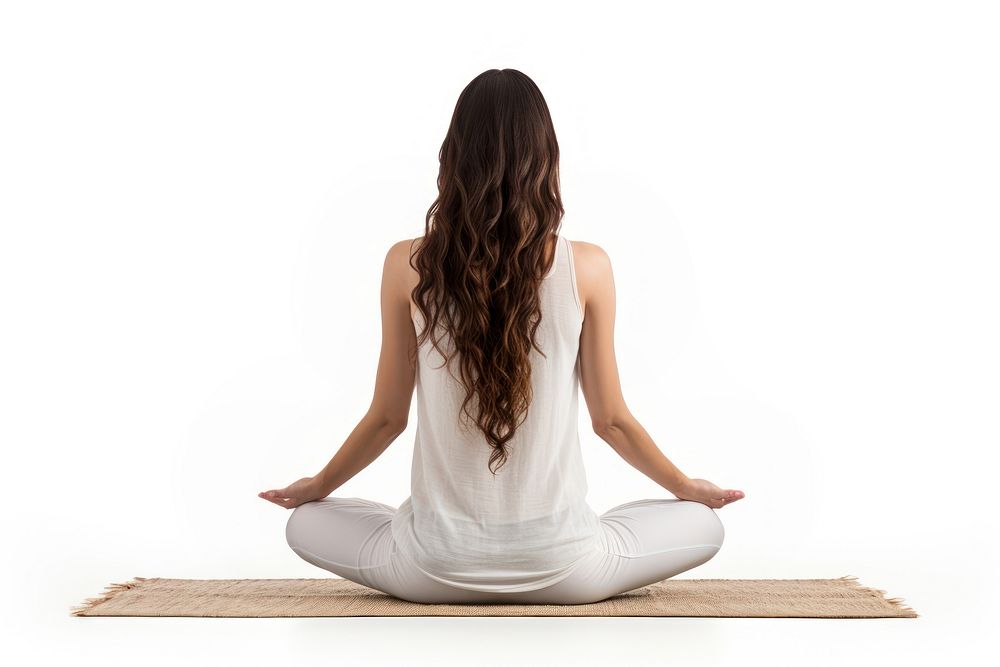 Woman meditating yoga sitting sports. AI generated Image by rawpixel.