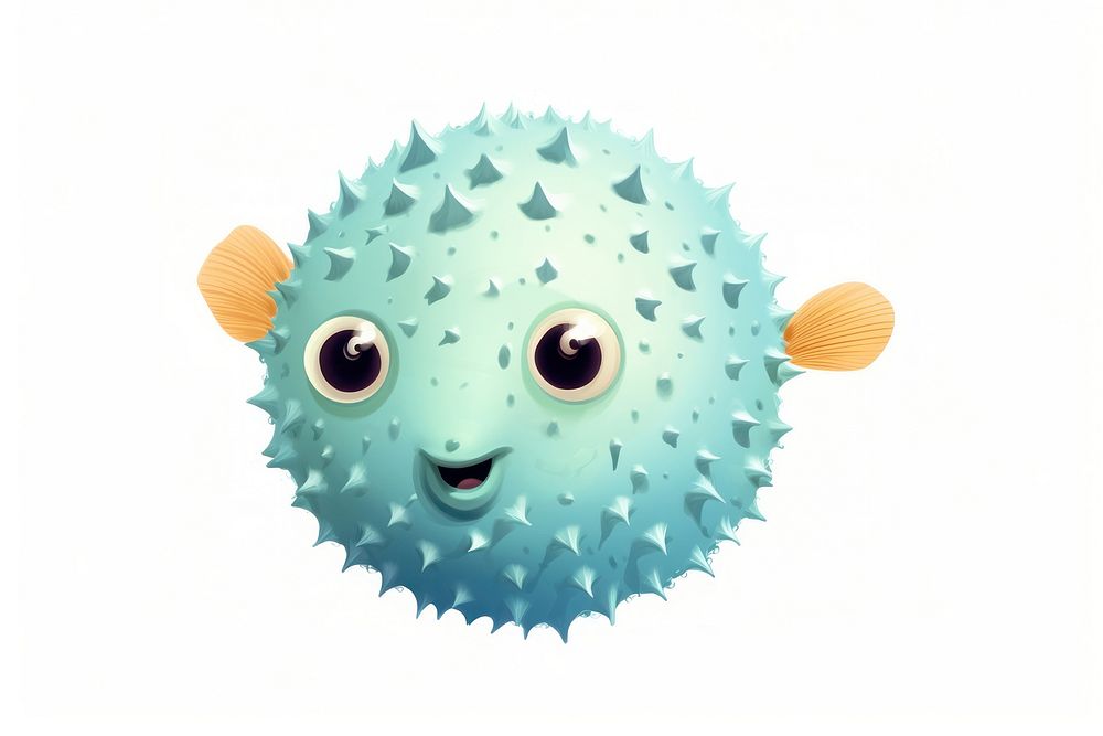 Animal puffer fish white background. AI generated Image by rawpixel.