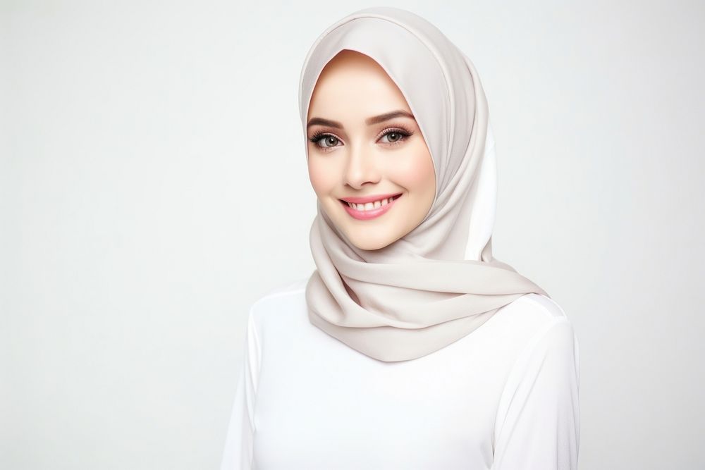 Muslim woman smile portrait female. AI generated Image by rawpixel.