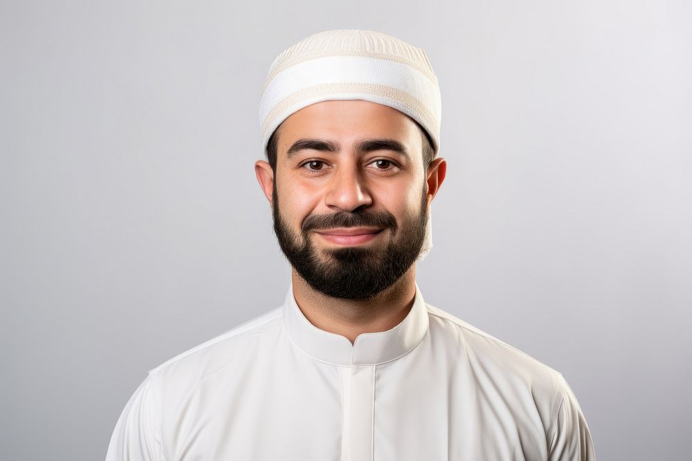 Muslim man smile portrait beard. AI generated Image by rawpixel.