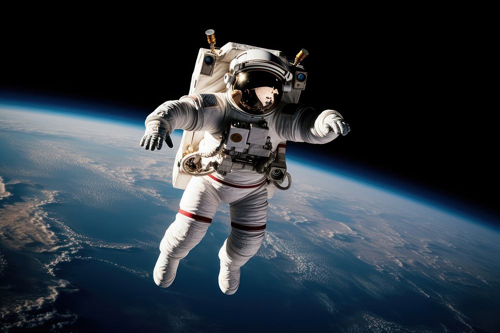 Astronaut space exploration parachuting. AI generated Image by rawpixel.