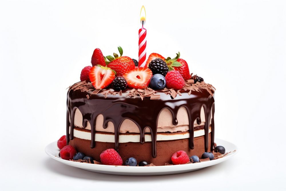 Birthday cake strawberry dessert fruit. AI generated Image by rawpixel.