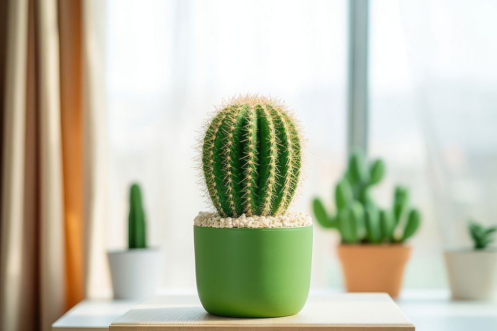 Cuddly Cactus cactus windowsill plant. AI generated Image by rawpixel.