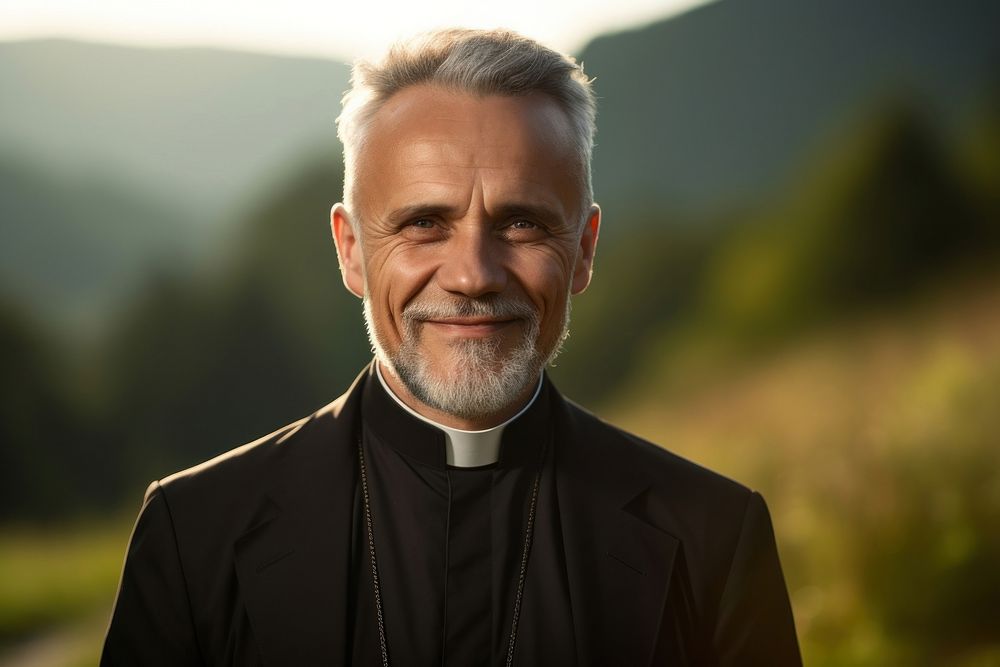 Christian priest portrait adult photo. AI generated Image by rawpixel.
