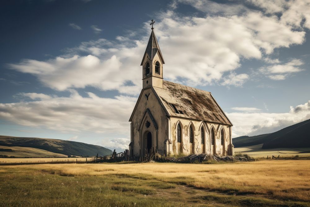 Church architecture building outdoors. AI generated Image by rawpixel.