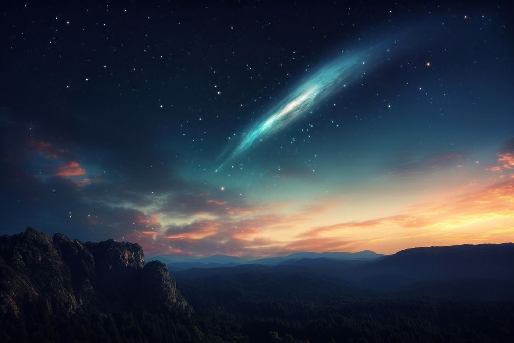 Comet sky landscape astronomy. AI generated Image by rawpixel.