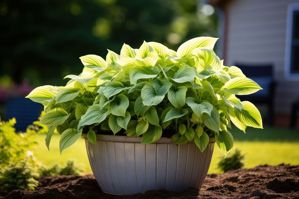 Hostas outdoors nature plant. AI generated Image by rawpixel.
