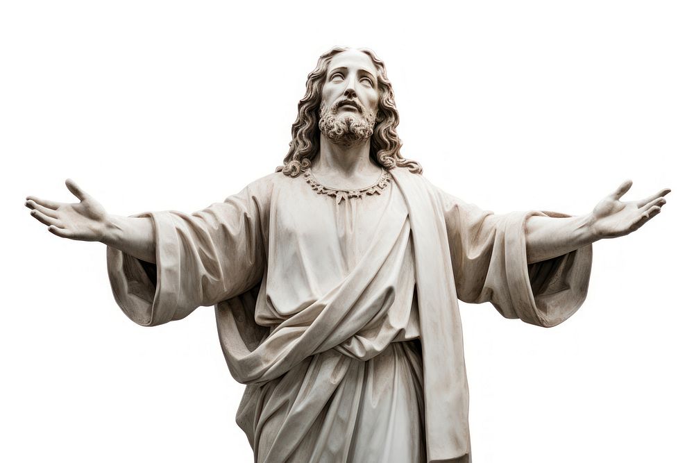 Jesus statue sculpture white background. AI generated Image by rawpixel.