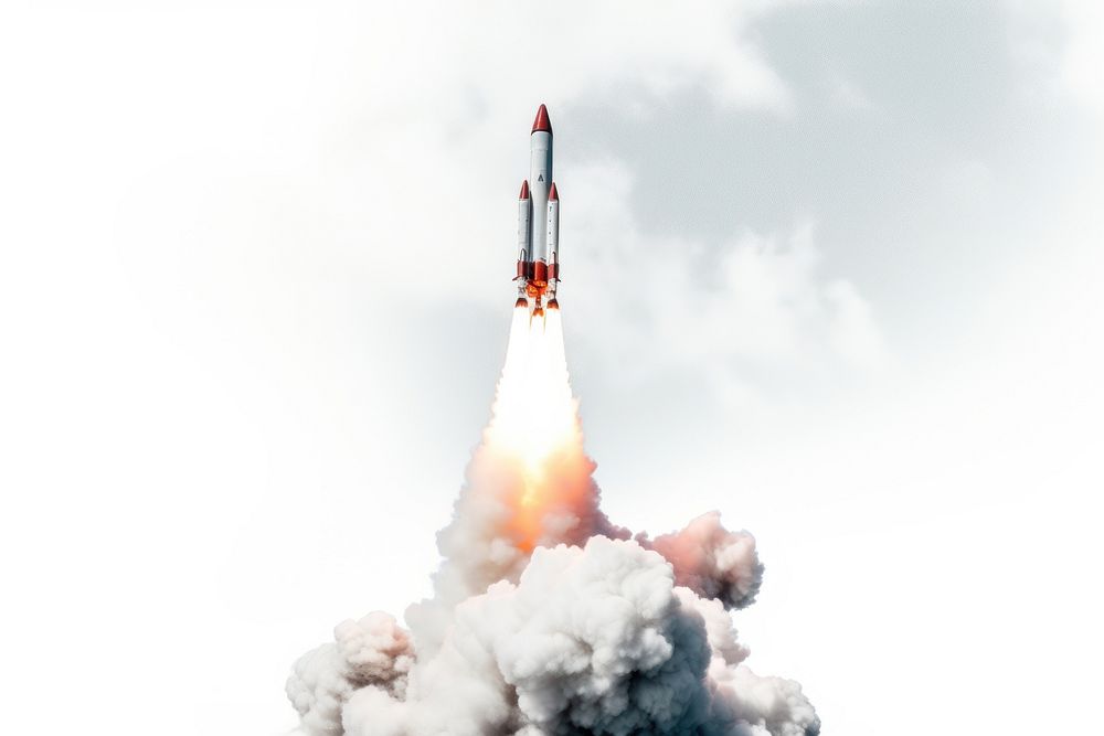 Rocket missile launch sky. AI generated Image by rawpixel.