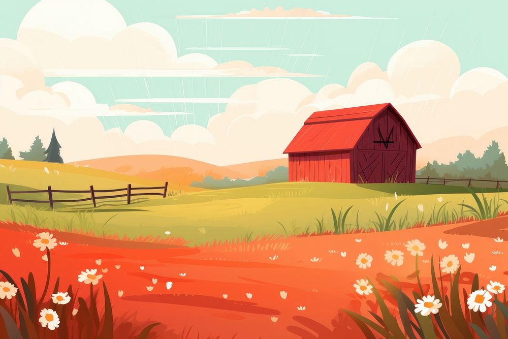Red barn countryside outdoors building. AI generated Image by rawpixel.