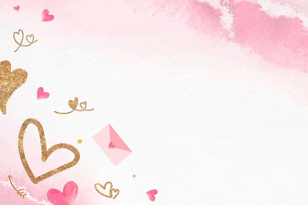 Valentine's heart watercolor background design with copy space