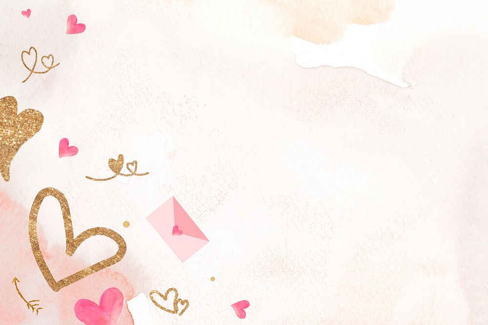 Valentine's heart watercolor background design with copy space