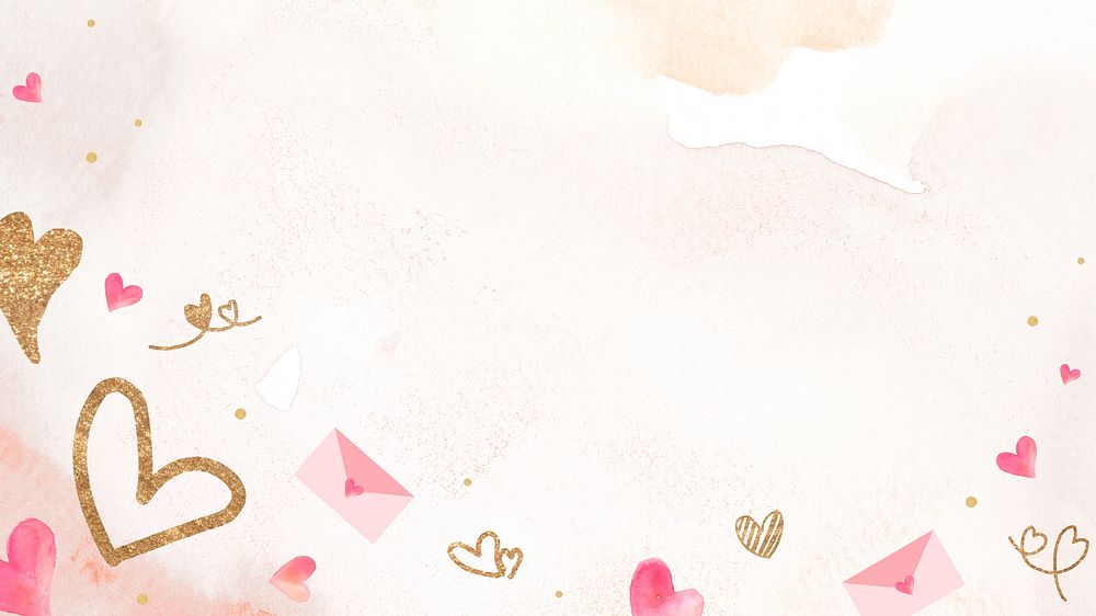 Valentine's heart watercolor desktop wallpaper