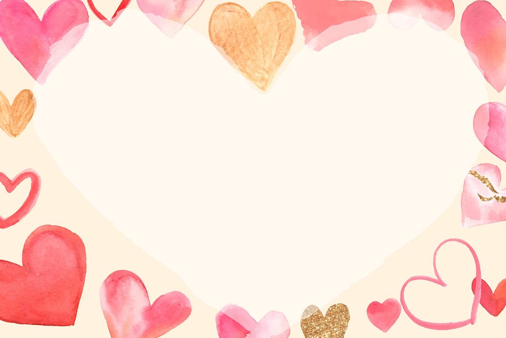 Heart Valentine's watercolor background design