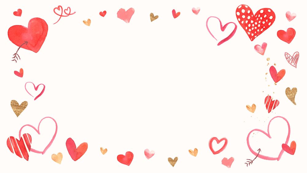 Doodle heart frame, blank background design